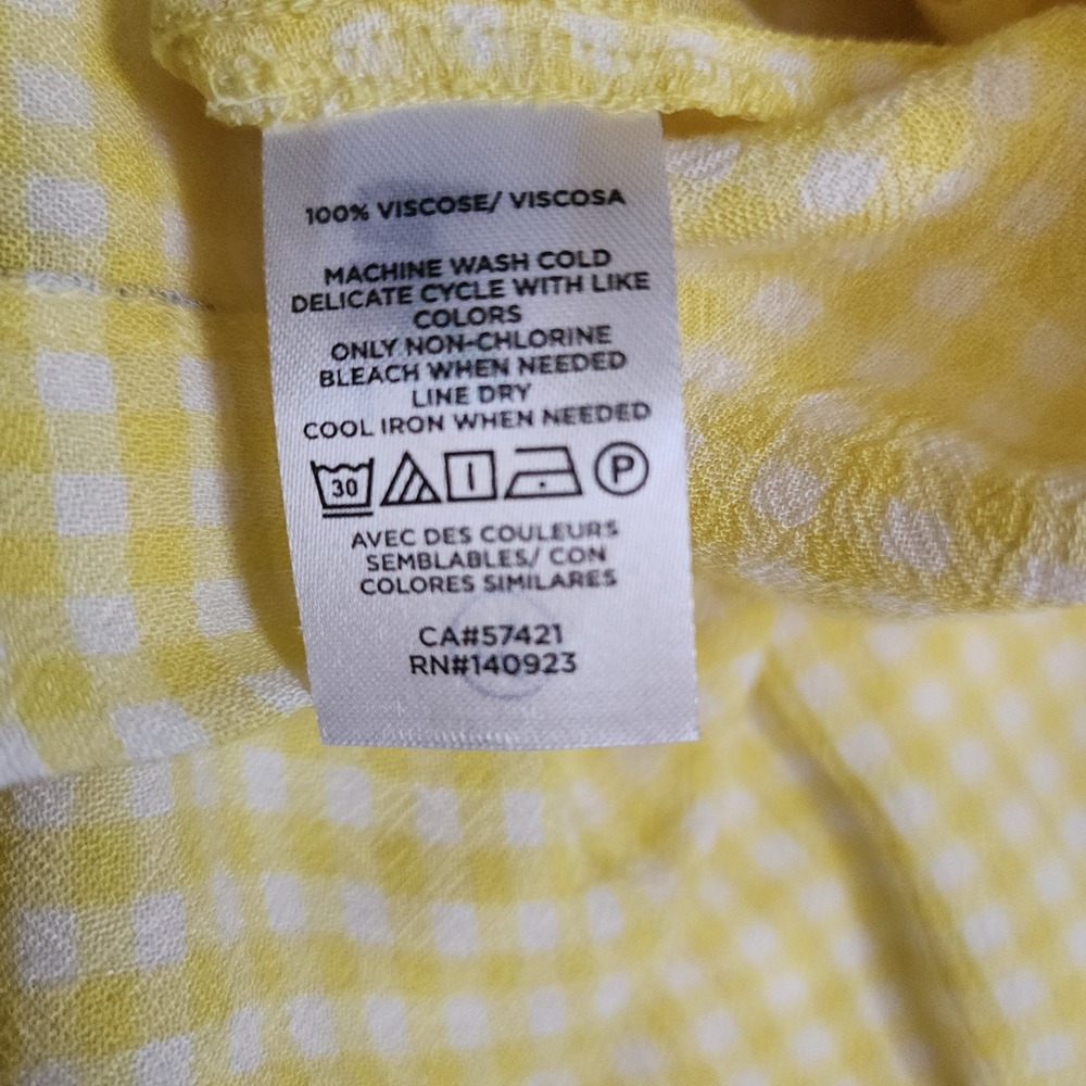 LOFT Halter Top Womens Large Yellow Gingham Keyhole Tie Peplum Blouse - Picture 6 of 6